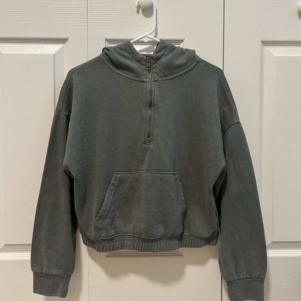 Army green half zip hoodie